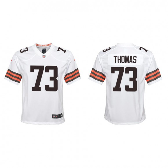 Youth Cleveland Browns Joe Thomas White Game Hall of Fame Jersey