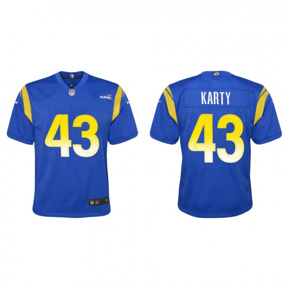 Youth Rams Joshua Karty Royal Game Jersey