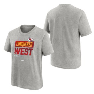 Youth Kansas City Chiefs Nike Heather Gray 2022 AFC West Division Champions Locker Room Trophy Collection T-Shirt