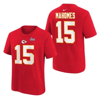 Youth Kansas City Chiefs Patrick Mahomes Nike Red Super Bowl LVII Name & Number T-Shirt