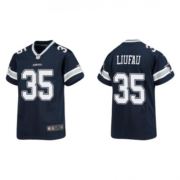 Youth Cowboys Marist Liufau Navy Game Jersey