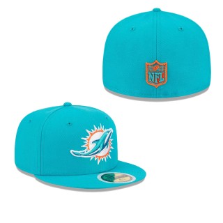 Youth Miami Dolphins Aqua Main Fitted Hat