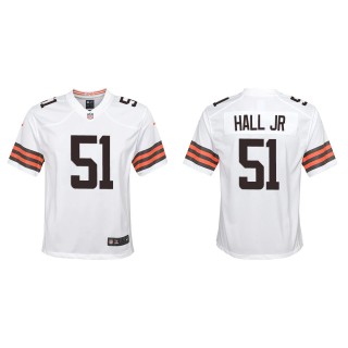 Youth Browns Michael Hall Jr. White Game Jersey