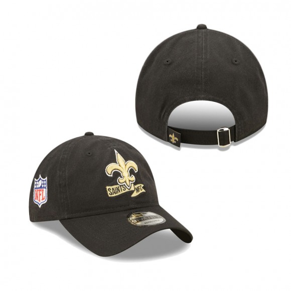 Youth New Orleans Saints Black 2022 Sideline Adjustable 9TWENTY Hat
