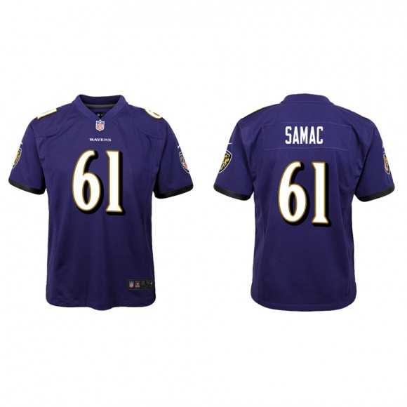 Youth Ravens Nick Samac Purple Game Jersey