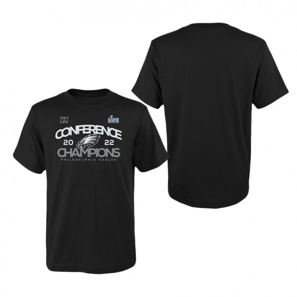 Youth Philadelphia Eagles Black 2022 NFC Champions Shadow T-Shirt