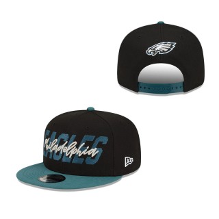 Youth Philadelphia Eagles Black Midnight Green 2022 NFL Draft 9FIFTY Snapback Hat