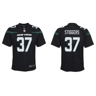 Youth Jets Qwan'tez Stiggers Black Game Jersey