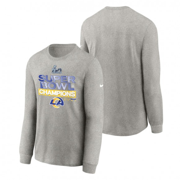 Youth Los Angeles Rams Gray Super Bowl LVI Champions Locker Room Trophy Collection Long Sleeve T-Shirt