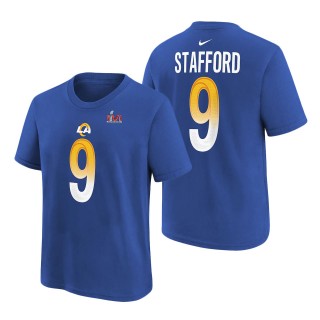 Youth Los Angeles Rams Matthew Stafford Royal Super Bowl LVI Bound Name & Number T-Shirt