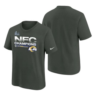 Youth Los Angeles Rams Anthracite 2021 NFC Champions Locker Room Trophy Collection T-Shirt