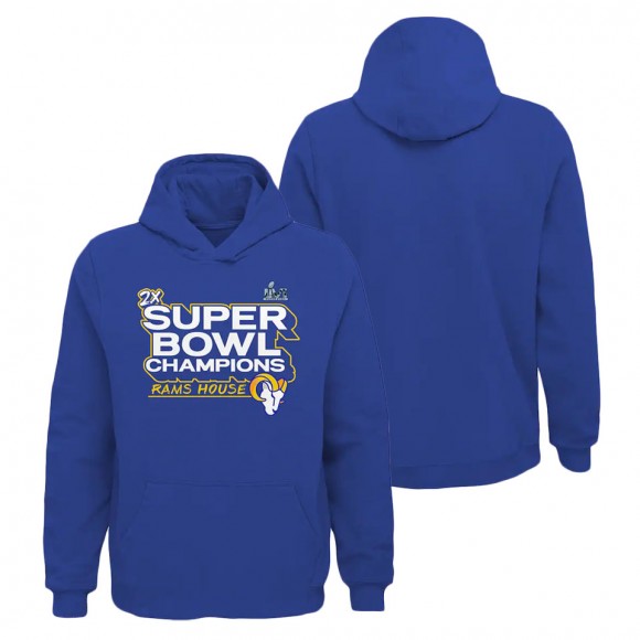 Youth Los Angeles Rams Royal Super Bowl LVI Champions Parade Pullover Hoodie