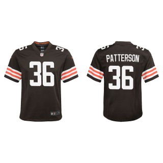 Youth Browns Riley Patterson Brown Game Jersey