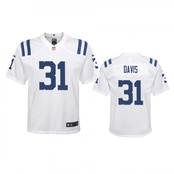 Youth Colts Shawn Davis White Game Jersey