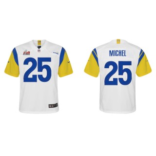 Youth Super Bowl LVI Sony Michel Rams White Gold Alternate Game Jersey