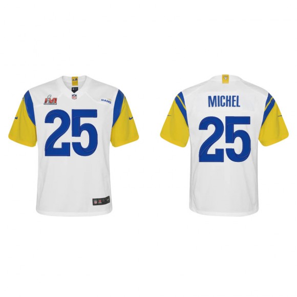 Youth Super Bowl LVI Sony Michel Rams White Gold Alternate Game Jersey