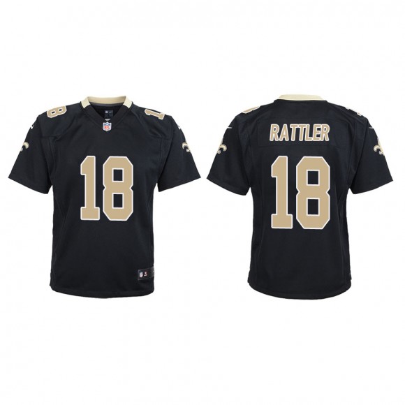 Youth Saints Spencer Rattler Black Game Jersey