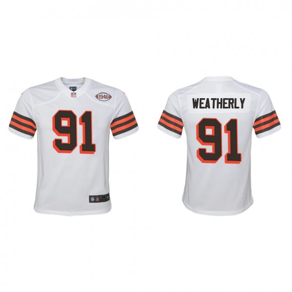 Youth Cleveland Browns Stephen Weatherly White 1946 Collection Game Jersey