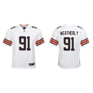Youth Cleveland Browns Stephen Weatherly White Game Jersey