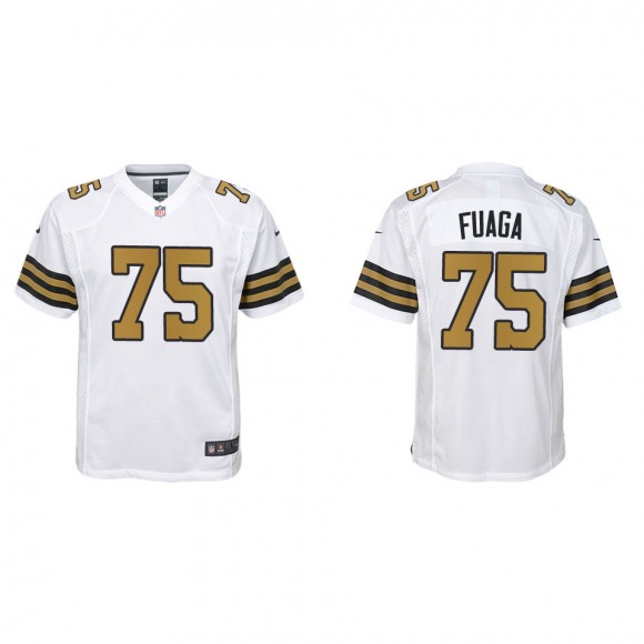 Youth Saints Taliese Fuaga White Alternate Game Jersey