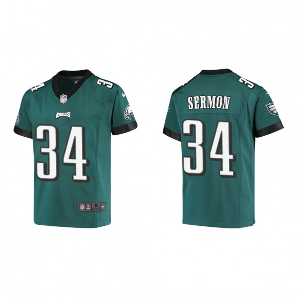 Youth Philadelphia Eagles Trey Sermon Midnight Green Game Jersey